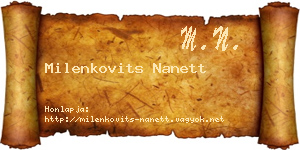 Milenkovits Nanett névjegykártya